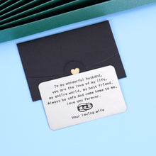 Load image into Gallery viewer, Wallet Insert Card Husband Valentines Day Gift for Men Fiancé Him from Wife Women Christmas Birthday Present for New Husband Hubby Couple Wedding Anniversary Gift Father Day New Year Thanksgiving Card