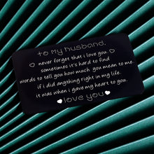 Load image into Gallery viewer, Wallet Insert Valentines Day Card Gift for Husband Men from Wife Women Christmas Birthday Present Hubby Wifey Never Forget I Love You Wedding Anniversary Gift New Year Thanksgiving Fathers Day Him