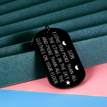 Load image into Gallery viewer, Funny Son Gifts for Him Men Birthday Valentines Day Christmas Stocking Stuffers I Love You Keychain Family Gifts for Teen Kids Teenager Boys Adult Son Stepson from Mom Mommy Dad 16 18 21 Coming of Age
