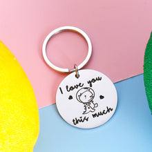 Load image into Gallery viewer, Boyfriend Girlfriend Gift Keychain for Birthday Valentines Day Anniversary Cute Couple Gifts for Women Men from Wife Wifey to Husband Hubby Christmas Wedding I Love You This Much Present Him Her