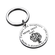 Load image into Gallery viewer, Fathers Day Keychain Dad Gift from Daughter Kids Christmas Birthday Present for Dad Daddy Papa Valentine Day Family Gift for Men Stepdad Fathers and Daughters Never Truly Part Keyring Stocking Stuffer