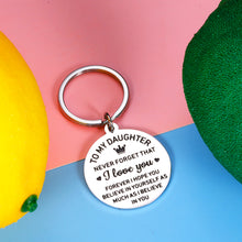 Load image into Gallery viewer, Daughter Gift from Mom Dad Keychain for Women Girls Daughter Stepdaughter Unbiological Daughter Back to School 16th 18th 21st Birthday Christmas Graduation Inspirational Present for Her Female