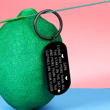 Load image into Gallery viewer, Funny Son Gifts for Him Men Birthday Valentines Day Christmas Stocking Stuffers I Love You Keychain Family Gifts for Teen Kids Teenager Boys Adult Son Stepson from Mom Mommy Dad 16 18 21 Coming of Age