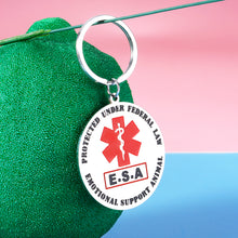 Load image into Gallery viewer, Double-Sided ESA Tag Keychain for Pet Dog Emotional Support Animal Red Medical Alert Symbol Puppy Kitten Collar Vest Tag Service Animals Dogs Cats