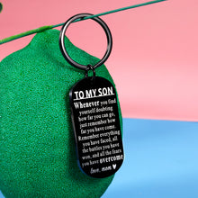 Load image into Gallery viewer, To My Son Valentines Day Gift Stress Relief Keychain for Adult Teen Son Men Boys from Mom Easter Graduation Christmas Birthday First Time Fathers Day Inspirational Gifts for Him Son Stepson Godson