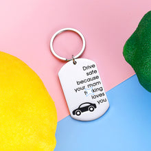 Load image into Gallery viewer, Fun Gifts for New Driver Son Daughter Keychain from Mom Sweet 16 18 Birthday Graduation Gift for Teen Boy Girl Come of Age Drive Safe Mom Loves You Valentines Christmas Keyring Gift Women Men Trucker