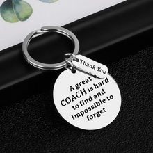 Load image into Gallery viewer, Coach Keychain Gifts for Coach Birthday Men Women Appreication Gift Key Tag for Teachers Day Gifts A Great Coach is Hard to Find But Impossible to Forget Thank You Gifts Jewelry for Coaches