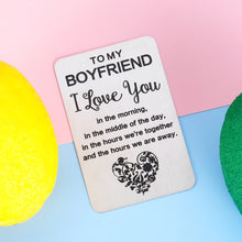 Load image into Gallery viewer, Birthday Gifts Engraved Wallet Inserts for Boyfriend I Love You Card Anniversary Valentines Day Wedding Gifts from Girlfriend Fiancée for Him Men Fiancé Groom Christmas New Year Thanksgiving Present