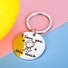 Load image into Gallery viewer, Boyfriend Girlfriend Gift Keychain for Birthday Valentines Day Anniversary Cute Couple Gifts for Women Men from Wife Wifey to Husband Hubby Christmas Wedding I Love You This Much Present Him Her