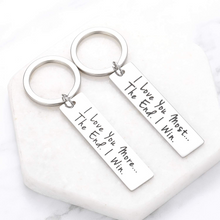 Load image into Gallery viewer, 2pcs Couple Keychain Gifts for Women Men Valentines Day Anniversary Wedding Present for Boyfriend Girlfriend Husband Wife I Love You More Christmas Birthday Gift for Fiance Fiancee Bride Groom Him Her