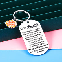 Load image into Gallery viewer, Bestie Gifts Best Friend Keychain Stocking Stuffer Birthday Sunflower Charm Gifts for Women Her Best Friend soul sister Teen Girls Christmas Graduation Easter Valentines Friendship Key Ring Present