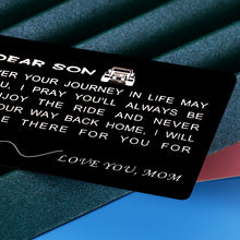 Load image into Gallery viewer, Wallet Card Son Gifts Christmas Stocking Stuffers Ideas from Mom to Son I Love You Gift for Him Boys Teen Men Stepson Birthday Valentines Day Graduation Back to School Present for Guys Males