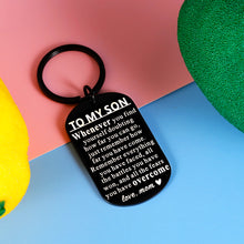 Load image into Gallery viewer, To My Son Valentines Day Gift Stress Relief Keychain for Adult Teen Son Men Boys from Mom Easter Graduation Christmas Birthday First Time Fathers Day Inspirational Gifts for Him Son Stepson Godson