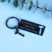 Load image into Gallery viewer, Grandpa Birthday Gifts Keychain from Granddaughter Grandson Grandkids Fathers Day Christmas Family Gift for Dad New Grandfather Wedding Keyring Gifts from Women Men Boys Girls New Year Thanksgiving