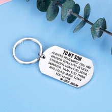 Load image into Gallery viewer, Inspirational Mom to Son Keychain Gifts Birthday 2020 Christmas Graduation Gift for Grads Him Men Teen Boys Come of Age Valentines Day Wedding Keyring Gift for Adult Step Son from Stepmom