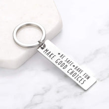 Load image into Gallery viewer, Gifts for New Driver Keychain Be Safe Have Fun Make Good Choices Keychain Birthday Gift for New College Students High School Graduation Present for Daughter Son Jewerly for Her Him Christmas Gifts