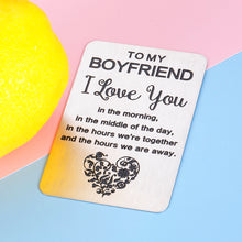 Load image into Gallery viewer, Birthday Gifts Engraved Wallet Inserts for Boyfriend I Love You Card Anniversary Valentines Day Wedding Gifts from Girlfriend Fiancée for Him Men Fiancé Groom Christmas New Year Thanksgiving Present