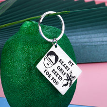Load image into Gallery viewer, Funny Valentines Day Keychain Office TV Show Gifts for Boyfriend Wife from Girlfriend Husband Anniversary Birthday Gift for Fans Women Men My Heart Only Beets for You Couple Christmas Present Him Her