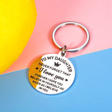 Load image into Gallery viewer, Daughter Gift from Mom Dad Keychain for Women Girls Daughter Stepdaughter Unbiological Daughter Back to School 16th 18th 21st Birthday Christmas Graduation Inspirational Present for Her Female