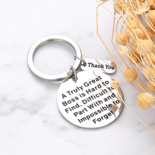 Load image into Gallery viewer, Boss Day Gift Thank You Office Keychain for Men Women Lady Birthday Christmas Thankgiving Retirement Gifts for Boss Leader Supervisor Mentor Leaving Going Away Farewell Present Keyring Female Male