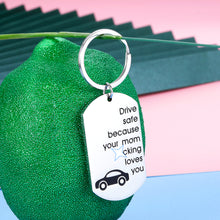 Load image into Gallery viewer, Fun Gifts for New Driver Son Daughter Keychain from Mom Sweet 16 18 Birthday Graduation Gift for Teen Boy Girl Come of Age Drive Safe Mom Loves You Valentines Christmas Keyring Gift Women Men Trucker