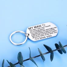 Load image into Gallery viewer, Men Keychain Gifts for Birthday Christmas Boyfriend Husband Fiancé I Love You Gift for Him Male Groom from Girlfriend Wife Valentines Wedding Anniversary Couple Gift to My Man Key Ring Present