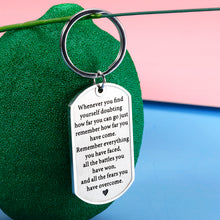 Load image into Gallery viewer, Cancer Survivor Gifts Inspirational Keychain AA Recovery Sobriety Present for Women Men Sister Brother Best Friend Bff Stay Strong Christmas Birthday Graduation Going Away Motivational Jewelry for Her