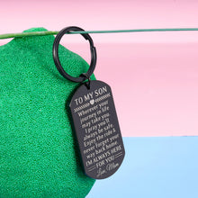 Load image into Gallery viewer, Inspirational Mom to Son Gifts Keychain Birthday Christmas Graduation Present for Him Men Adult Teen Boy New Driver Going Away Valentines Wedding Keyring Gift for Step Son from Stepmom Mother in Law