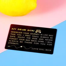 Load image into Gallery viewer, Wallet Card Son Gifts Christmas Stocking Stuffers Ideas from Mom to Son I Love You Gift for Him Boys Teen Men Stepson Birthday Valentines Day Graduation Back to School Present for Guys Males