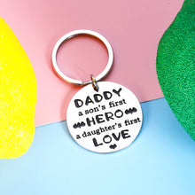 Load image into Gallery viewer, Dad Keychain Birthday Fathers Day Gifts from Daughter Son Kids Christmas Valentines Family Gifts to Daddy for Husband New Dad to Be Stepdad from Wife Father of the Bride Wedding Present Men Him Hero