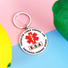 Load image into Gallery viewer, Double-Sided ESA Tag Keychain for Pet Dog Emotional Support Animal Red Medical Alert Symbol Puppy Kitten Collar Vest Tag Service Animals Dogs Cats