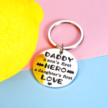 Load image into Gallery viewer, Dad Keychain Birthday Fathers Day Gifts from Daughter Son Kids Christmas Valentines Family Gifts to Daddy for Husband New Dad to Be Stepdad from Wife Father of the Bride Wedding Present Men Him Hero