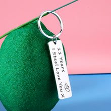 Load image into Gallery viewer, Keychain for 11 Year Anniversary Wedding Gift for Husband Wife Him Her 11th Anniversary Valentiens Day Gifts for Boyfriend from Girlfriend Birthday Christmas Present Funny I Steel Love You Couple Gift