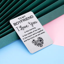 Load image into Gallery viewer, Birthday Gifts Engraved Wallet Inserts for Boyfriend I Love You Card Anniversary Valentines Day Wedding Gifts from Girlfriend Fiancée for Him Men Fiancé Groom Christmas New Year Thanksgiving Present