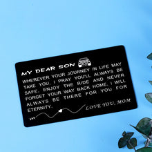 Load image into Gallery viewer, Wallet Card Son Gifts Christmas Stocking Stuffers Ideas from Mom to Son I Love You Gift for Him Boys Teen Men Stepson Birthday Valentines Day Graduation Back to School Present for Guys Males