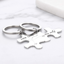 Load image into Gallery viewer, 2pc Couples Keychains for Him Her Boyfriend Girlfriend Anniversary Valentines Day Gifts for Husband Wife Her one His Only Puzzle Keychain Set Wedding Anniversary Christmas Gifts for Men Women