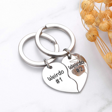 Load image into Gallery viewer, Birthday Gifts for Best Friend Teen Girls Weirdo 1 Weirdo 2 Keychain Set for Boyfriend Girlfriend Husband Wife Couples Friendship Gift for BFF Valentine Anniversary Split Heart Keyring for Her Him