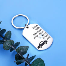 Load image into Gallery viewer, Fun Gifts for New Driver Son Daughter Keychain from Mom Sweet 16 18 Birthday Graduation Gift for Teen Boy Girl Come of Age Drive Safe Mom Loves You Valentines Christmas Keyring Gift Women Men Trucker