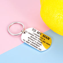 Load image into Gallery viewer, Valentines Day Keychain Gift for Him Men Husband Birthday Christmas Anniversary Couples Gifts Keyring for Boyfriend Hubby Fiancé Groom from Girlfriend Wife Wifey Wedding I Love You Gift to My Man