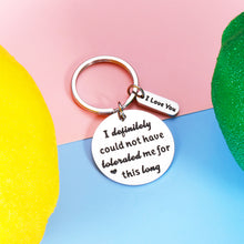 Load image into Gallery viewer, Anniversary Wedding Gift for Husband from Wife Funny Keychain Valentines Day Gift for Him Men Hubby Boyfriend Spouse Fiance Girlfriend Birthday Christmas Fathers Day I Love You Keychain Present