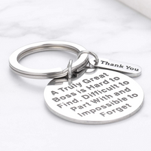 Load image into Gallery viewer, Boss Day Gift Thank You Office Keychain for Men Women Lady Birthday Christmas Thankgiving Retirement Gifts for Boss Leader Supervisor Mentor Leaving Going Away Farewell Present Keyring Female Male
