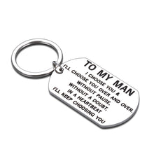 Load image into Gallery viewer, Valentines Day Keychain Gift for Him Men Husband Birthday Christmas Anniversary Couples Gifts Keyring for Boyfriend Hubby Fiancé Groom from Girlfriend Wife Wifey Wedding I Love You Gift to My Man