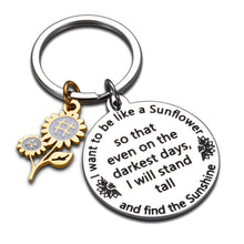 Load image into Gallery viewer, Inspirational Spiritual Keychain Sunflower Charm Gifts for Women Her Best Friend Him Birthday Christmas Graduation Floral Gifts for Adult Teen Girls Daughter Come of Age Friendship Key Ring Present