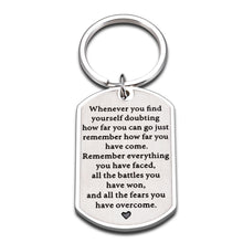 Load image into Gallery viewer, Cancer Survivor Gifts Inspirational Keychain AA Recovery Sobriety Present for Women Men Sister Brother Best Friend Bff Stay Strong Christmas Birthday Graduation Going Away Motivational Jewelry for Her