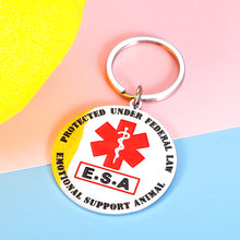 Load image into Gallery viewer, Double-Sided ESA Tag Keychain for Pet Dog Emotional Support Animal Red Medical Alert Symbol Puppy Kitten Collar Vest Tag Service Animals Dogs Cats