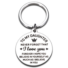 Load image into Gallery viewer, Daughter Gift from Mom Dad Keychain for Women Girls Daughter Stepdaughter Unbiological Daughter Back to School 16th 18th 21st Birthday Christmas Graduation Inspirational Present for Her Female