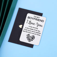 Load image into Gallery viewer, Birthday Gifts Engraved Wallet Inserts for Boyfriend I Love You Card Anniversary Valentines Day Wedding Gifts from Girlfriend Fiancée for Him Men Fiancé Groom Christmas New Year Thanksgiving Present