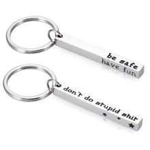 Load image into Gallery viewer, Funny Don't Do Stupid St Keychain Stocking Stuffer Birthday Gifts for Teen Kids Adult Son Daughter from Mom Dad Valentines Day Christmas Graduation New Driver Gift for Him Her Women Men Boys Girls