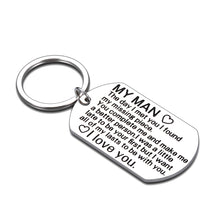 Load image into Gallery viewer, Men Keychain Gifts for Birthday Christmas Boyfriend Husband Fiancé I Love You Gift for Him Male Groom from Girlfriend Wife Valentines Wedding Anniversary Couple Gift to My Man Key Ring Present