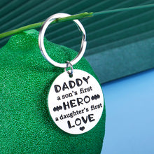 Load image into Gallery viewer, Dad Keychain Birthday Fathers Day Gifts from Daughter Son Kids Christmas Valentines Family Gifts to Daddy for Husband New Dad to Be Stepdad from Wife Father of the Bride Wedding Present Men Him Hero